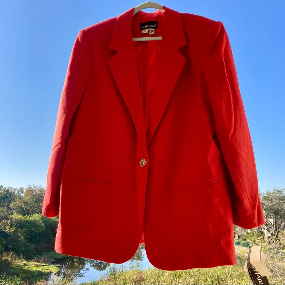 NWT Sag Harbor Women's  Red Blazer PURE NEW WOOL SIZE:18